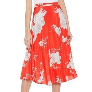 Alice + Olivia Nanette Floral Silk Midi Skirt